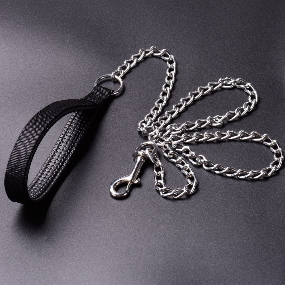 Anti-Bite Metal Dog Leash with PU Leather Handle