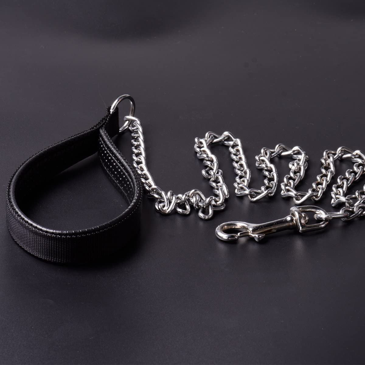Anti-Bite Metal Dog Leash with PU Leather Handle