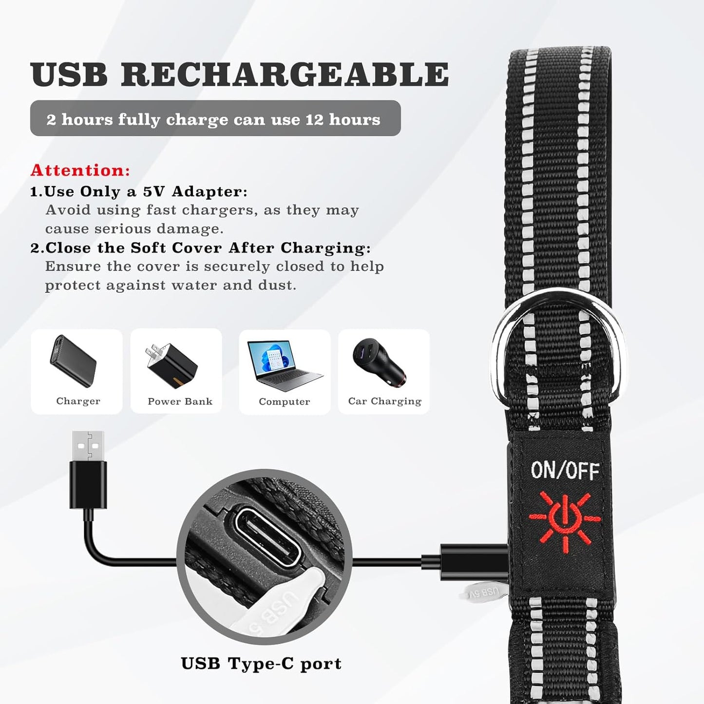 Rechargeable LED Pet Leash with 7 Lighting Modes