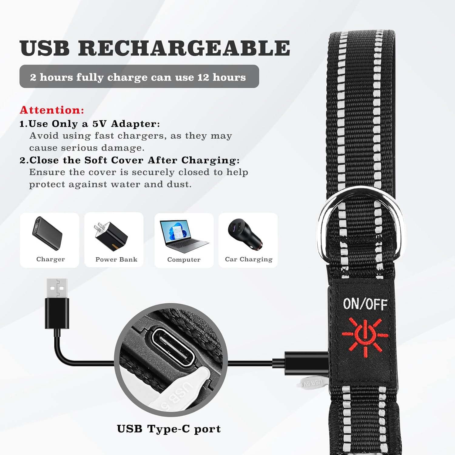 Rechargeable LED Pet Leash with 7 Lighting Modes