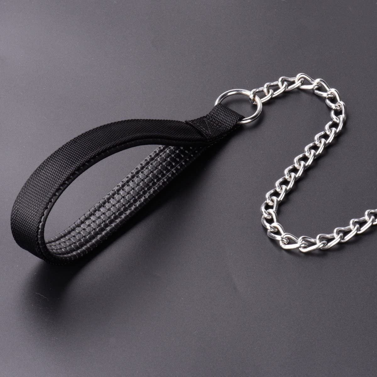 Anti-Bite Metal Dog Leash with PU Leather Handle