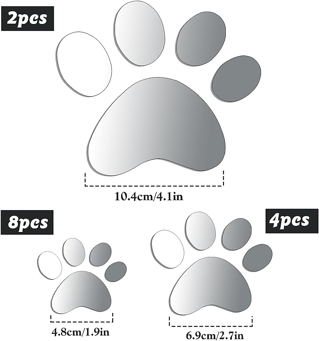 14 Pieces Paw Mirror Wall Stickers