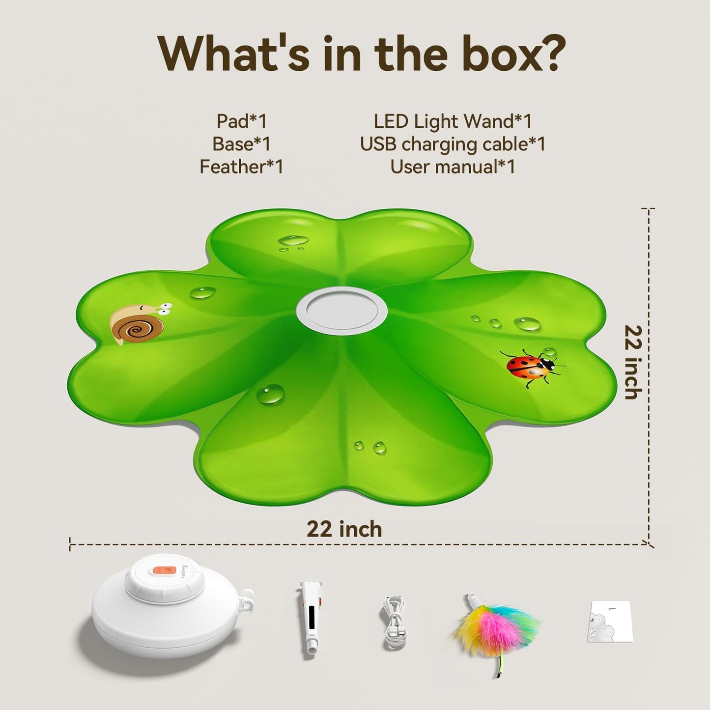 Interactive Cat Toy with Movable LED Red Dot and Concealed Feathers - Rechargeable Exercise Toy for Indoor Cats and Bored Adult Cats