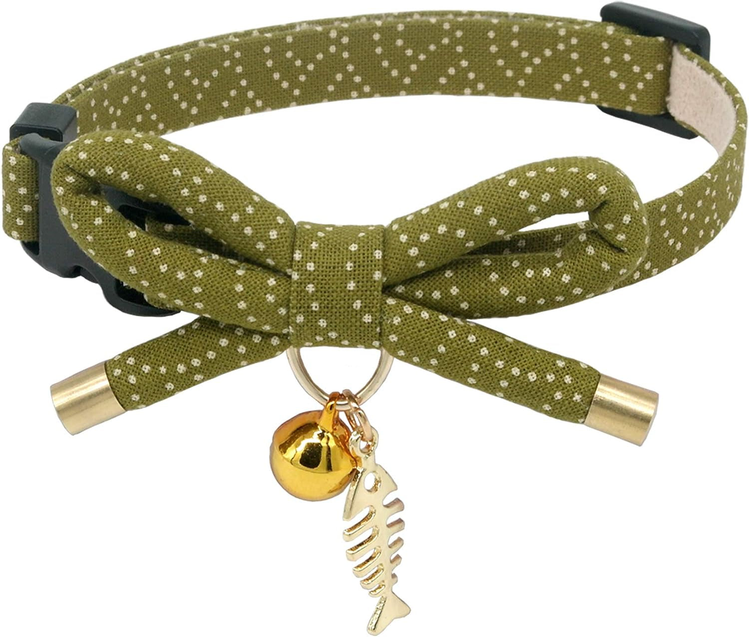 Stylish Cat Collar with Bell & Fish Bone Charm