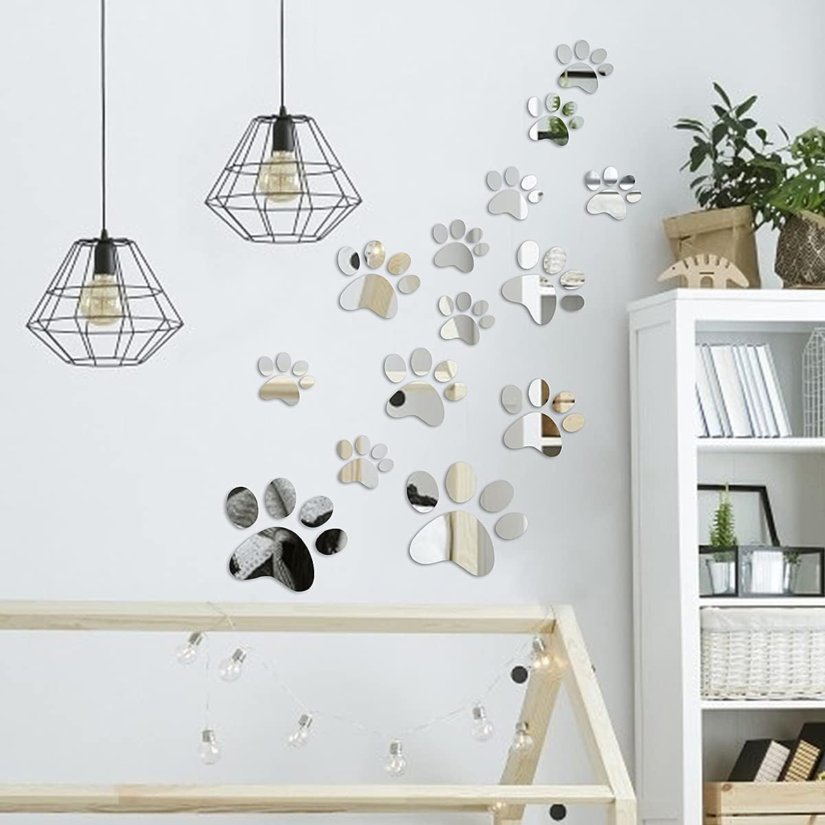 14 Pieces Paw Mirror Wall Stickers