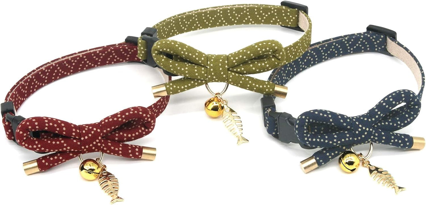 Stylish Cat Collar with Bell & Fish Bone Charm