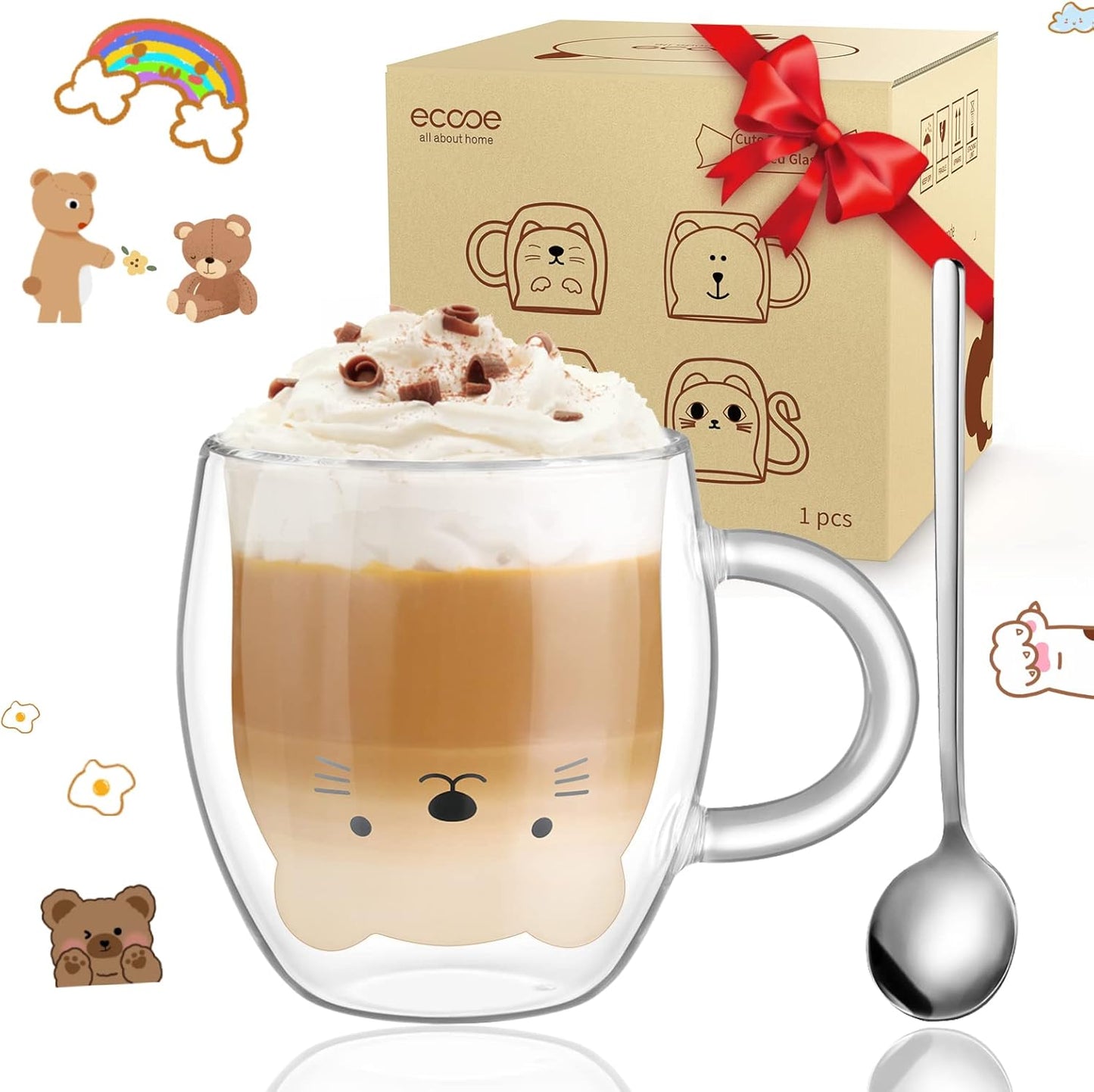 Cute Double Walled Glass Mug