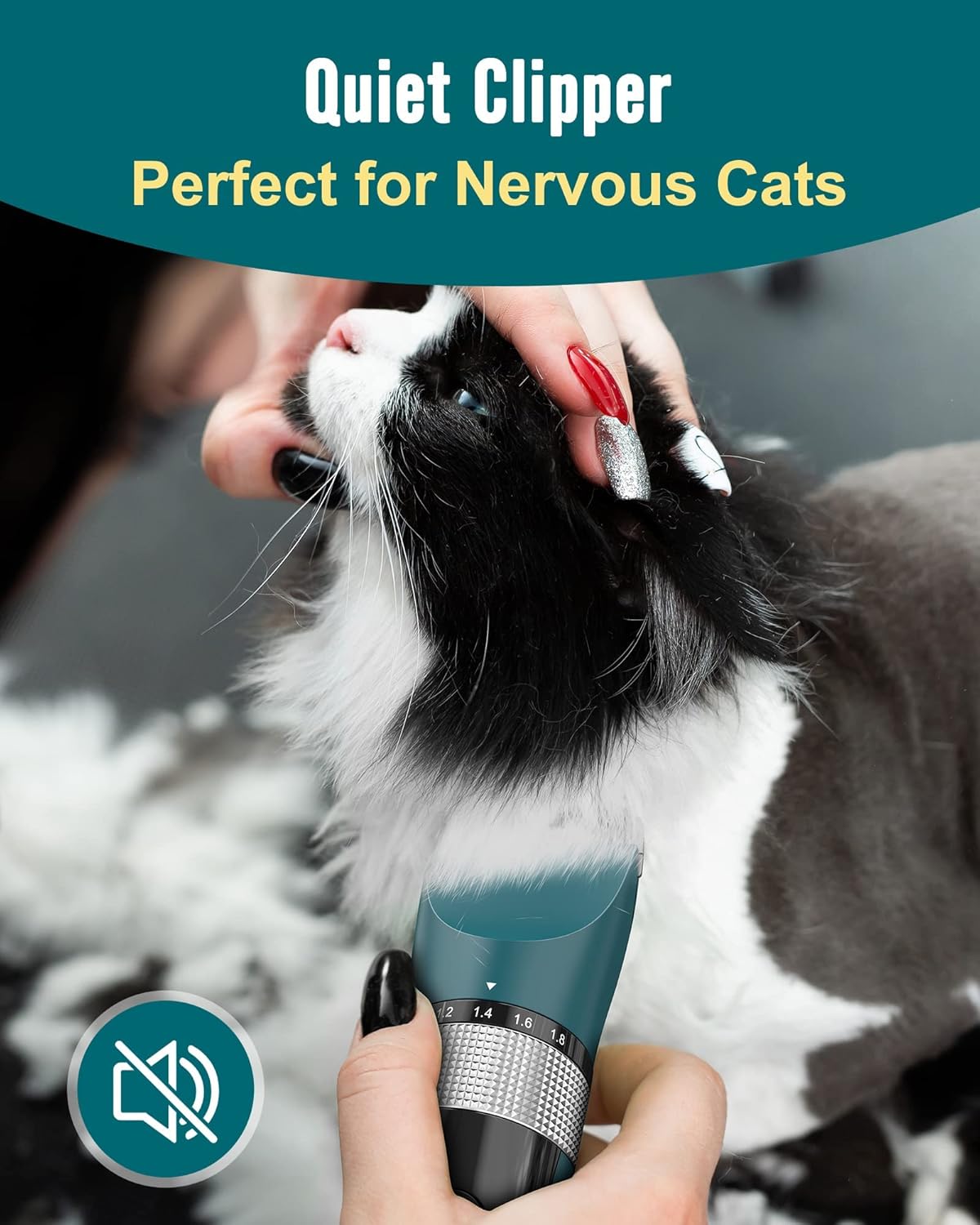 Professional Cat and Dog Grooming Clippers for Matted Fur, 5-Speed Cordless and Quiet, IPX6 Waterproof Trimmer for Long-Haired Pets
