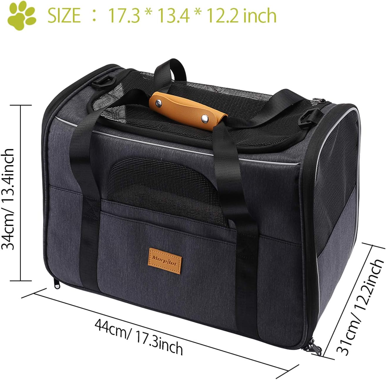 Portable Pet Carrier Bag, Top Opening, Removable Mat and Breathable Mesh, Foldable Transport Carrier for Dogs and Cats, with Shoulder Strap and Pet Bowl, Grey