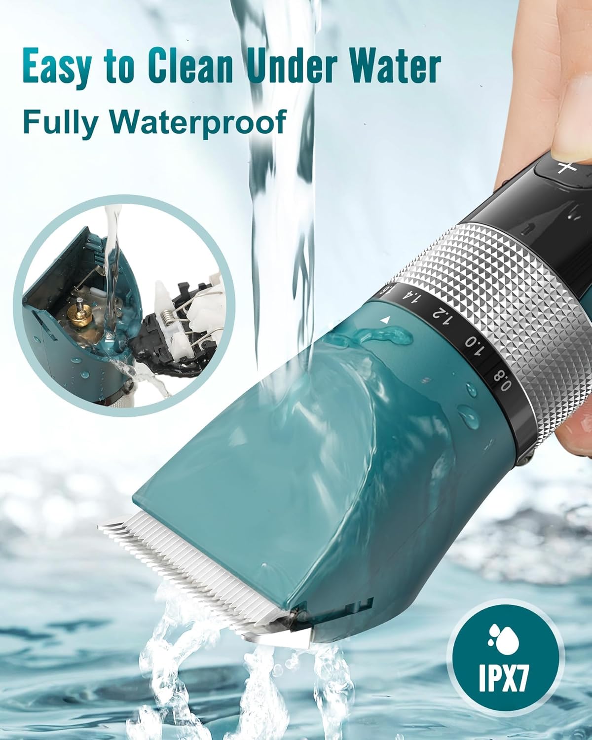 Professional Cat and Dog Grooming Clippers for Matted Fur, 5-Speed Cordless and Quiet, IPX6 Waterproof Trimmer for Long-Haired Pets