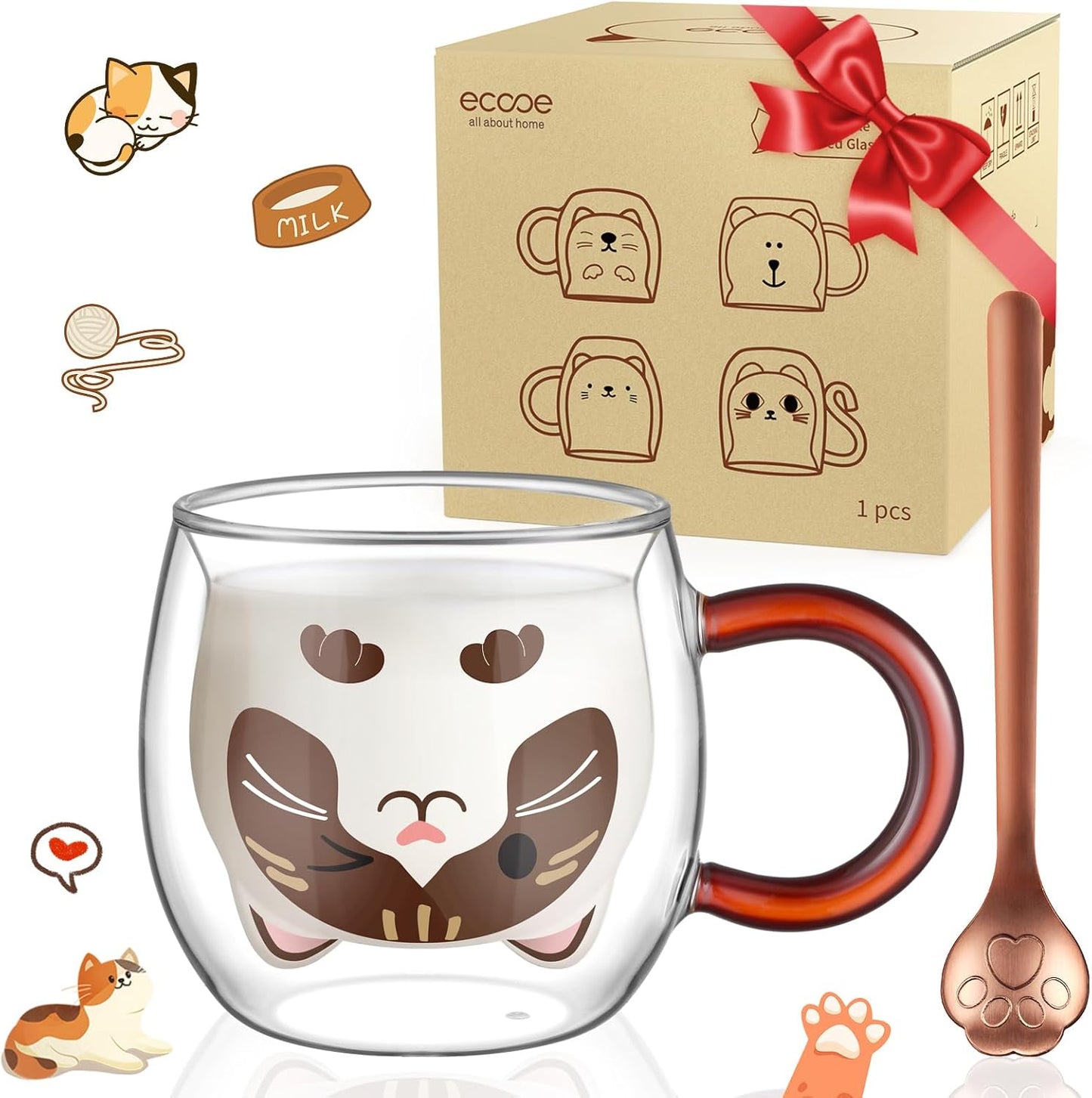 Cute Double Walled Glass Mug
