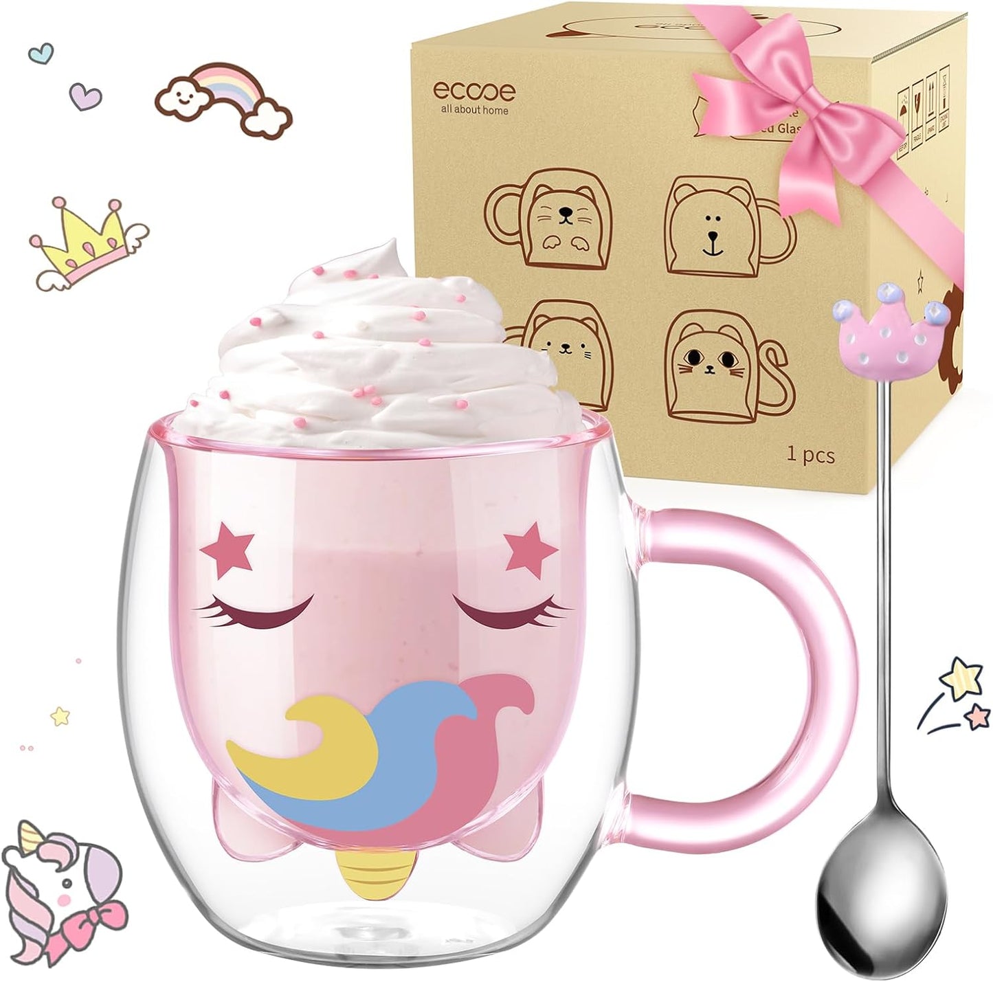Cute Double Walled Glass Mug