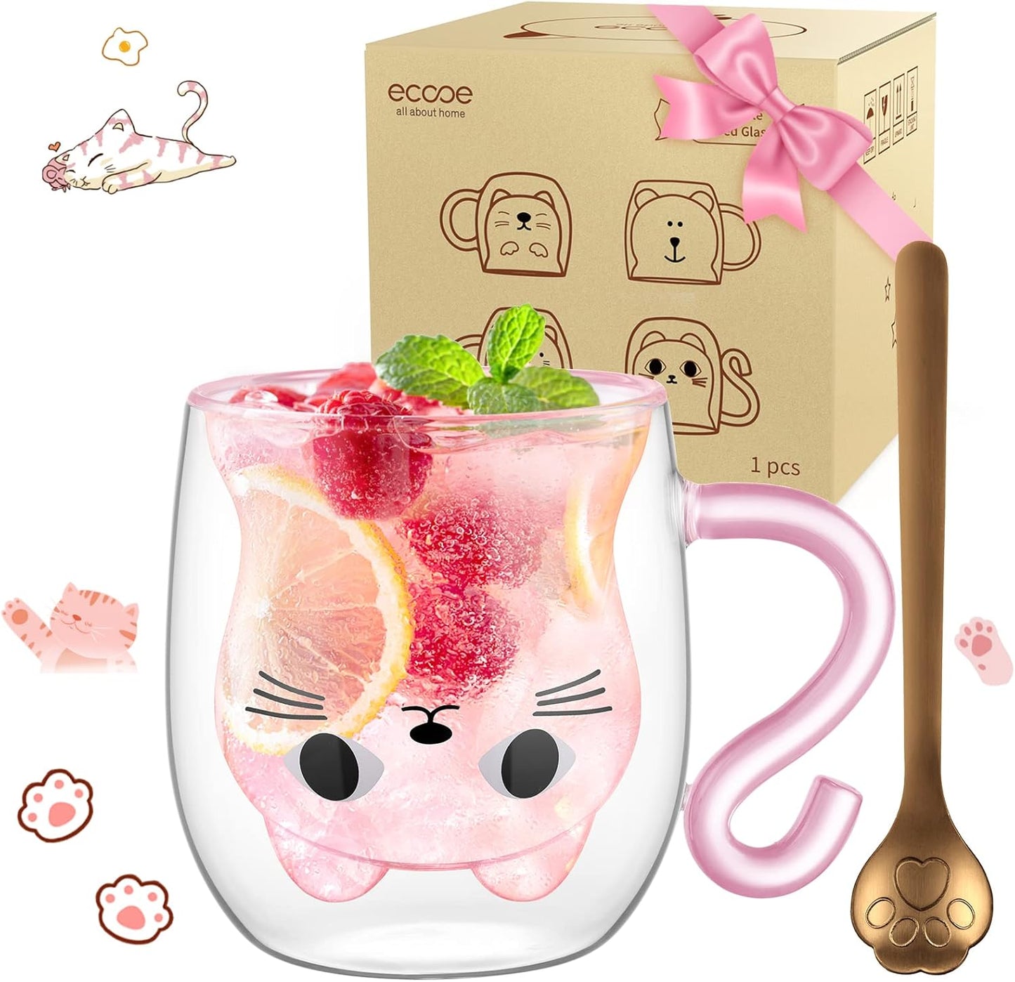 Cute Double Walled Glass Mug