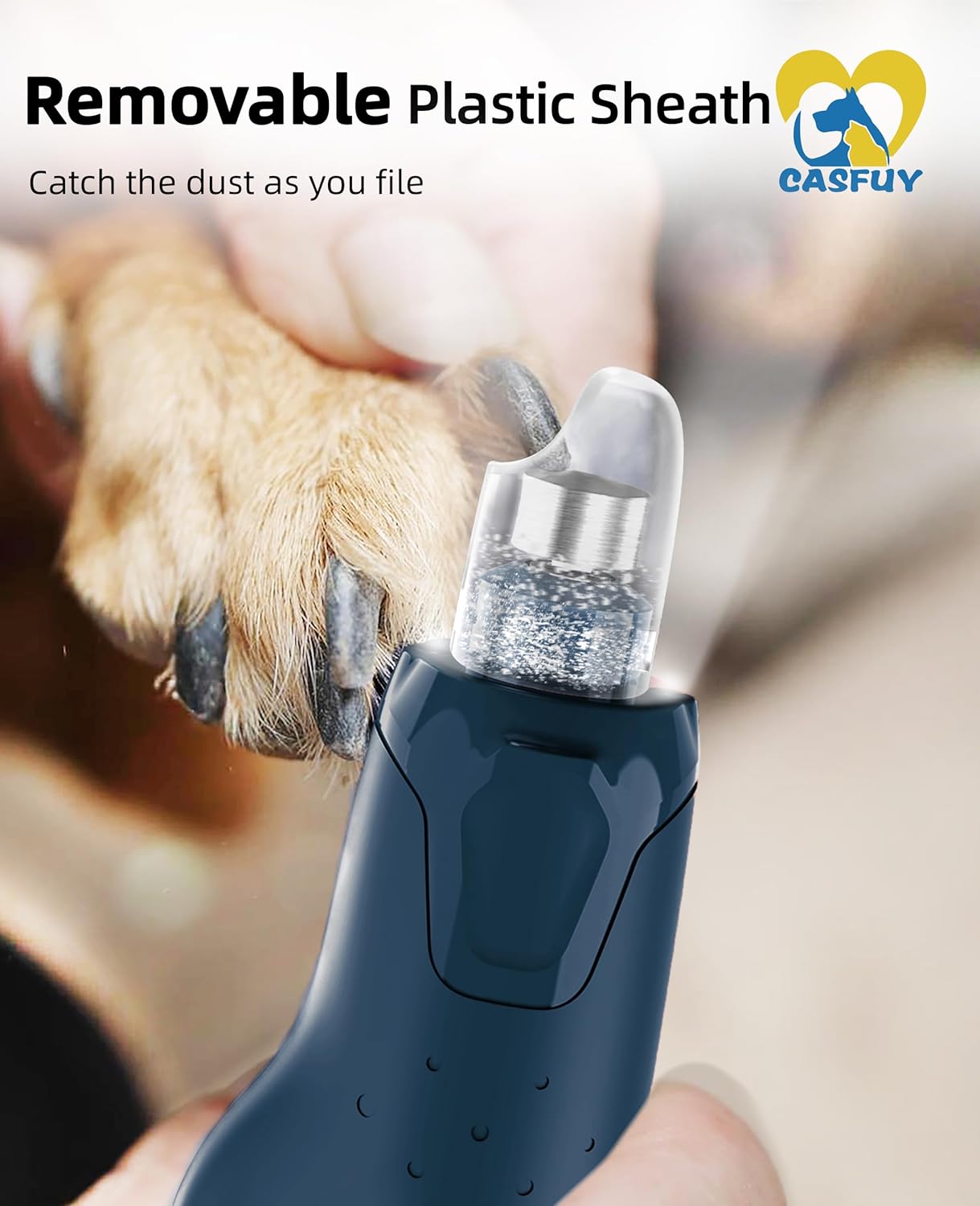 Professional Quiet Dog Nail Grinder - 6-Speed Rechargeable Electric Trimmer with 2 LED Lights and Dust Cap for Large, Medium, and Small Dogs/Cats