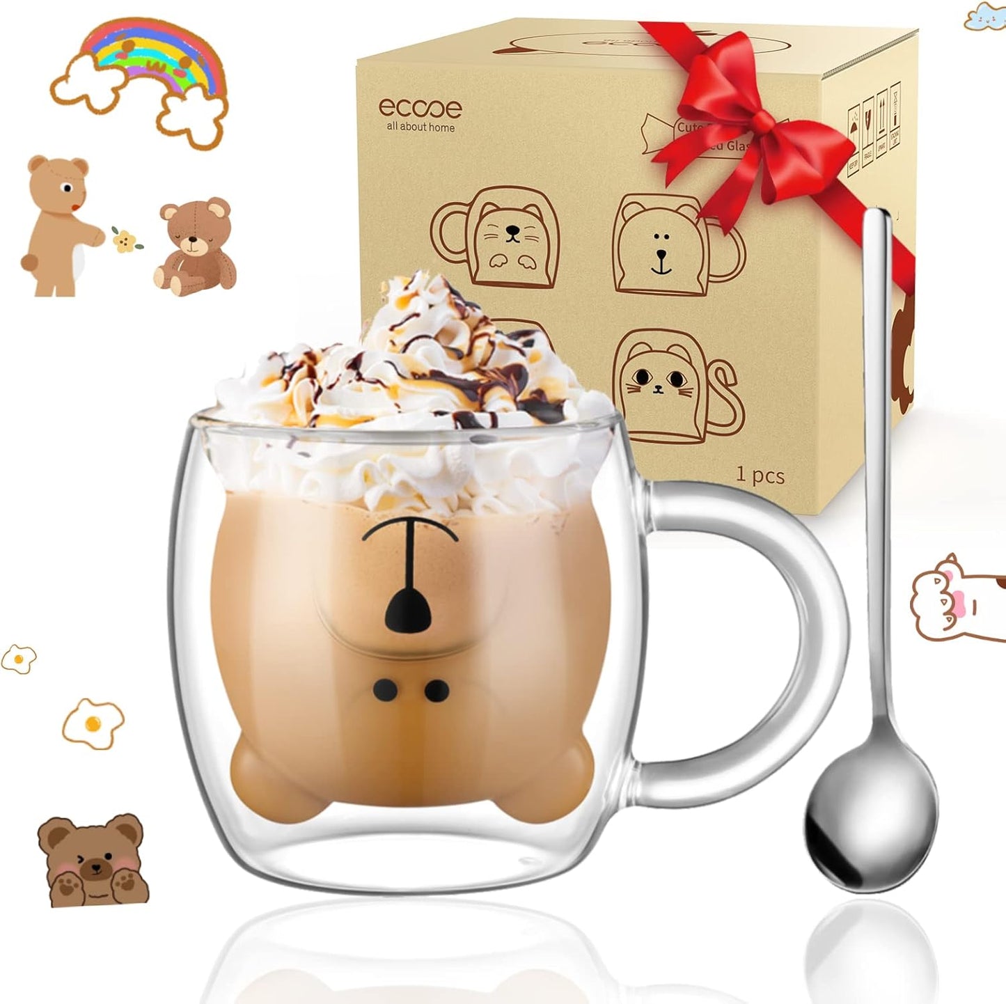 Cute Double Walled Glass Mug