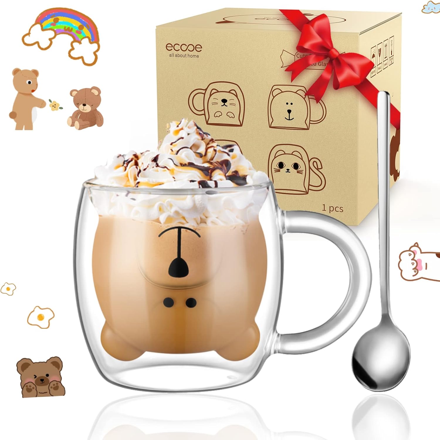Cute Double Walled Glass Mug