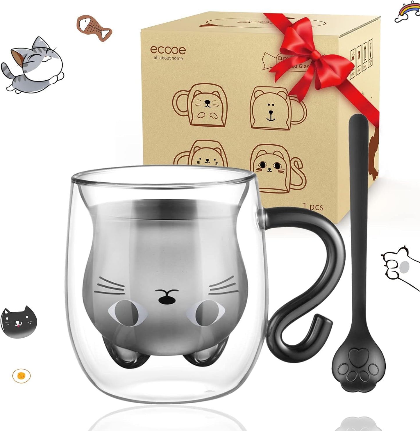 Cute Double Walled Glass Mug