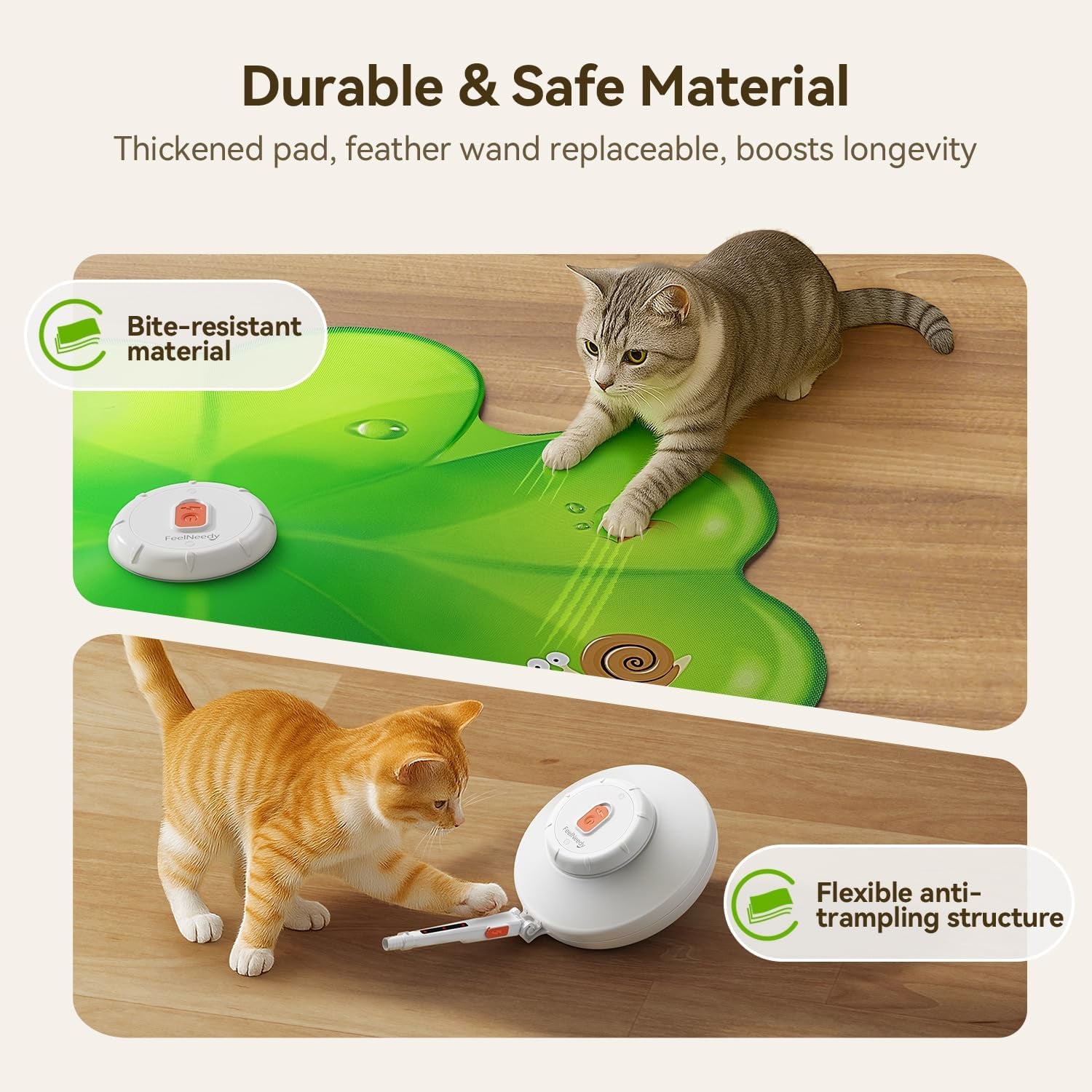 Interactive Cat Toy with Movable LED Red Dot and Concealed Feathers - Rechargeable Exercise Toy for Indoor Cats and Bored Adult Cats