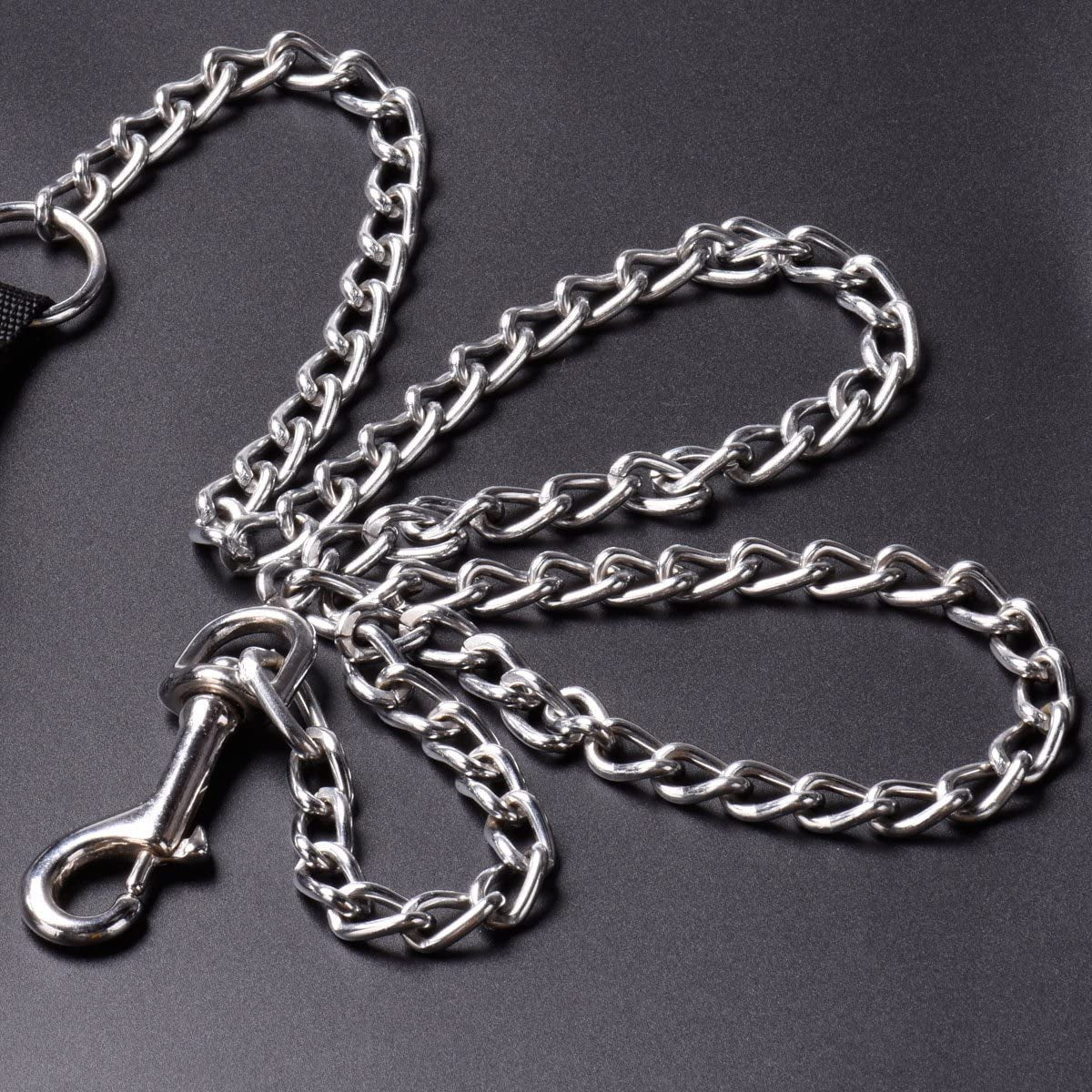 Anti-Bite Metal Dog Leash with PU Leather Handle
