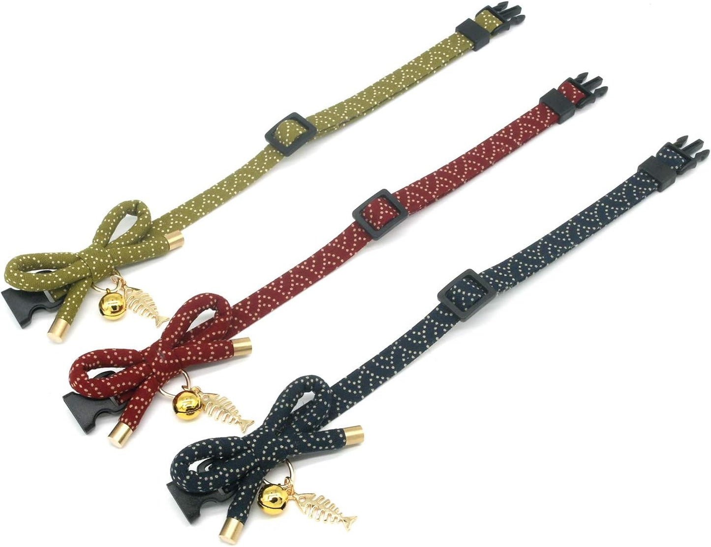 Stylish Cat Collar with Bell & Fish Bone Charm
