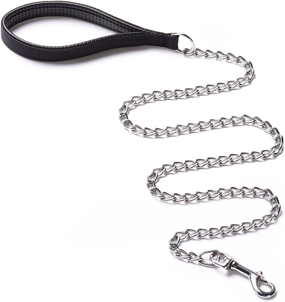 Anti-Bite Metal Dog Leash with PU Leather Handle
