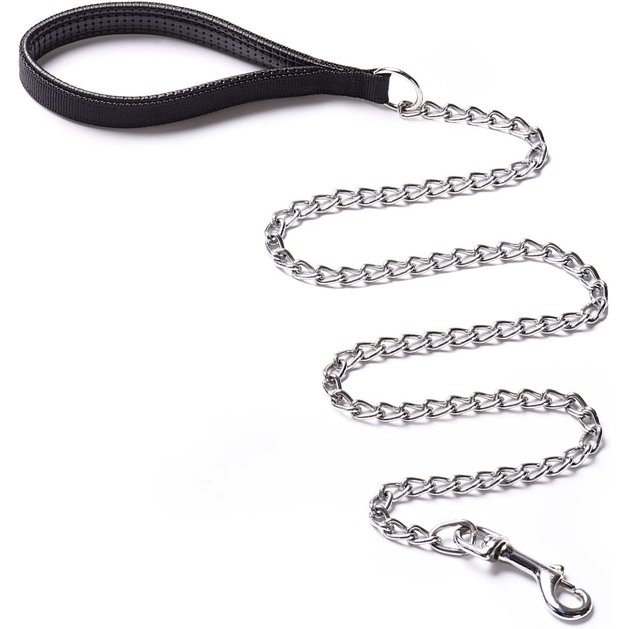 Anti-Bite Metal Dog Leash with PU Leather Handle