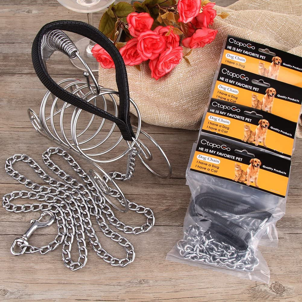 Anti-Bite Metal Dog Leash with PU Leather Handle
