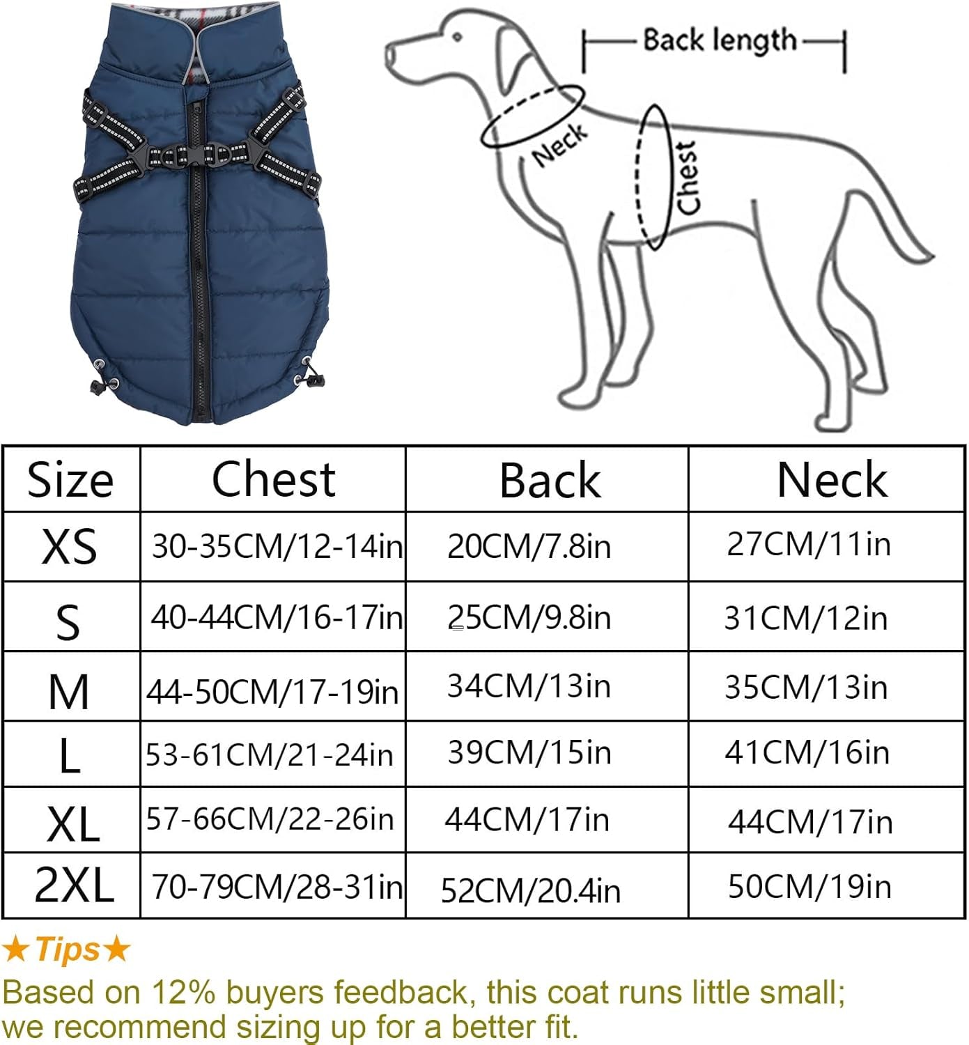 Waterproof Reflective Dog Harness Vest & Winter Coat