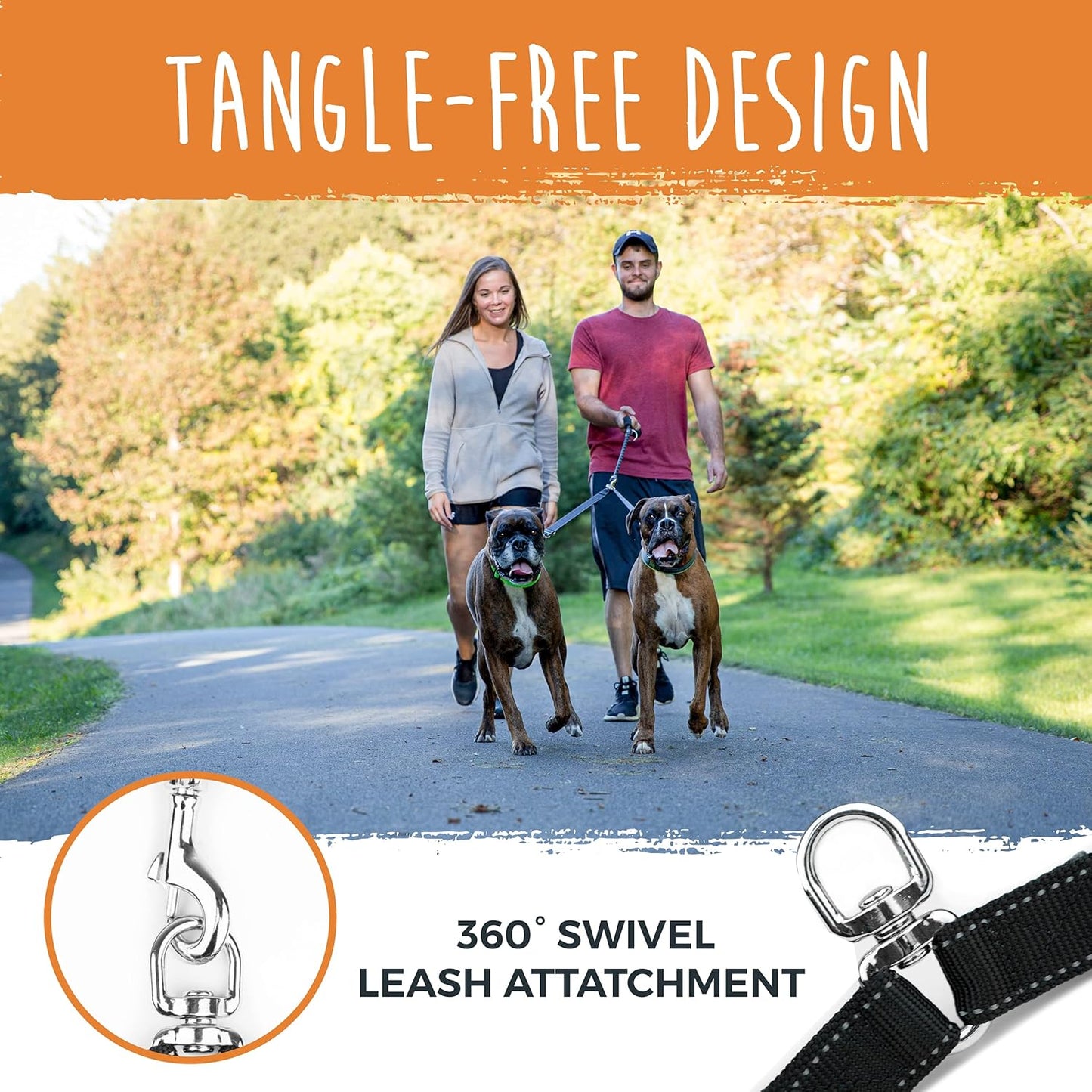 Dual Pet Leash with Comfort Grip
