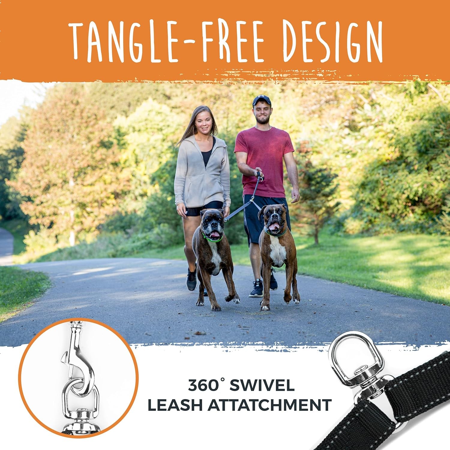 Dual Pet Leash with Comfort Grip