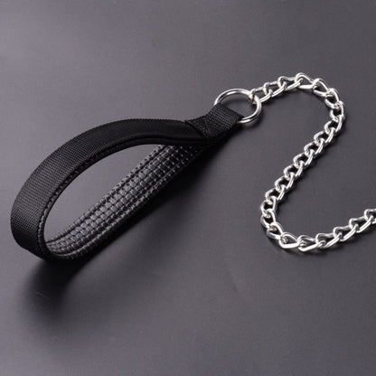 Anti-Bite Metal Dog Leash with PU Leather Handle