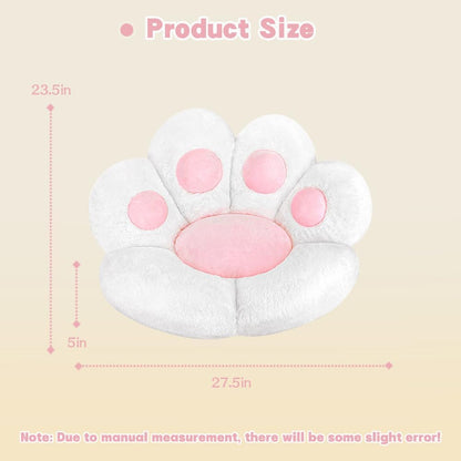 Cat Paw Cushion Comfy Kawaii Chair Plush Cushions Shape Lazy Pillow for Gamer Chair 28"X 24" Cozy Floor Cute Seat Kawaii for Girl Worker Gift, Dining Room Bedroom Decorate White