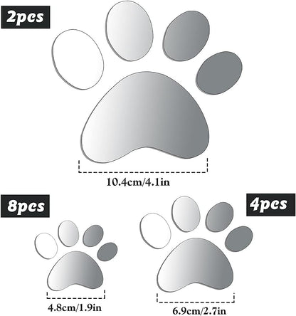 14 Pieces Paw Mirror Wall Stickers