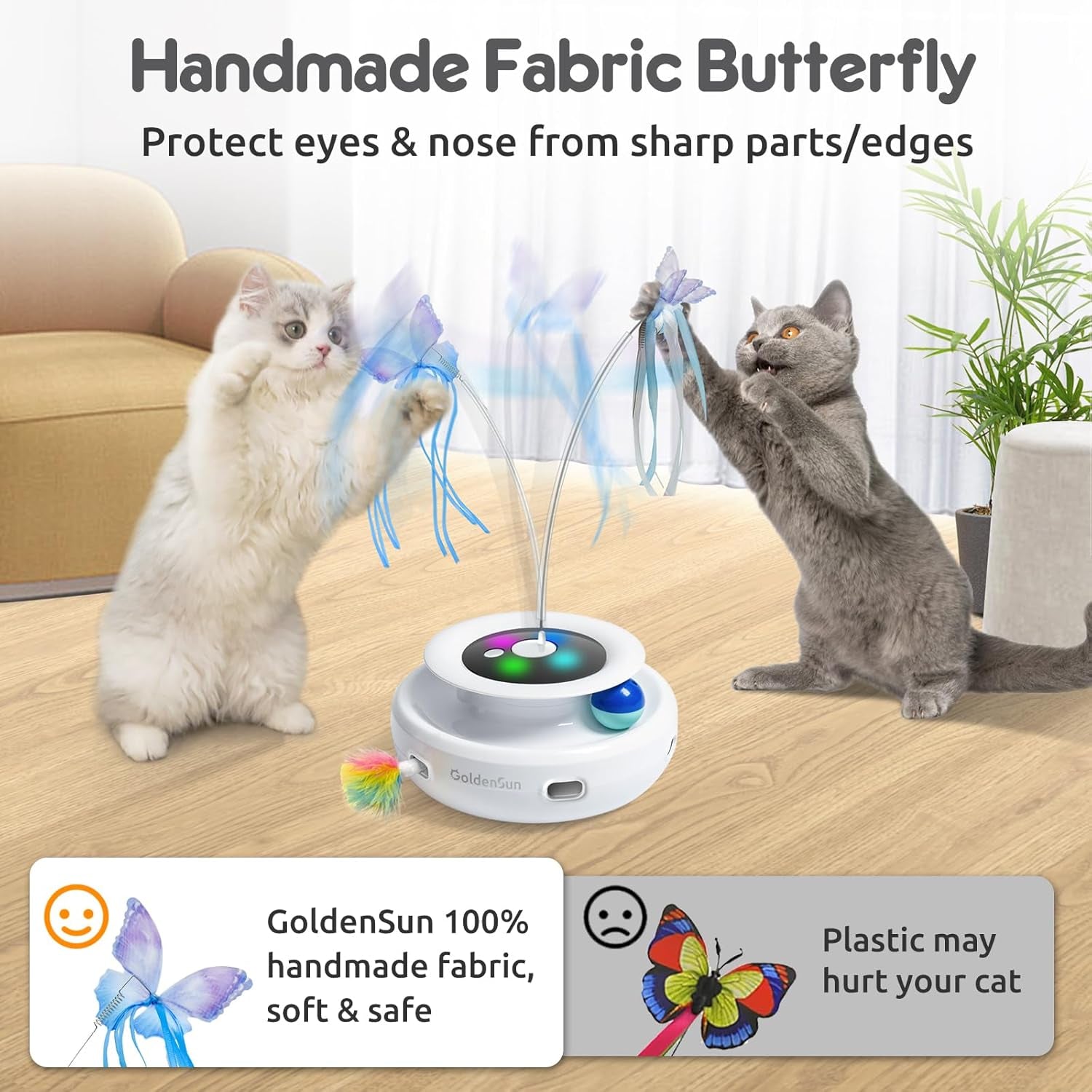 Rechargeable 3-in-1 Interactive Feather Teaser