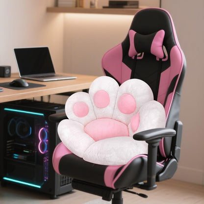 Cat Paw Cushion Comfy Kawaii Chair Plush Cushions Shape Lazy Pillow for Gamer Chair 28"X 24" Cozy Floor Cute Seat Kawaii for Girl Worker Gift, Dining Room Bedroom Decorate White