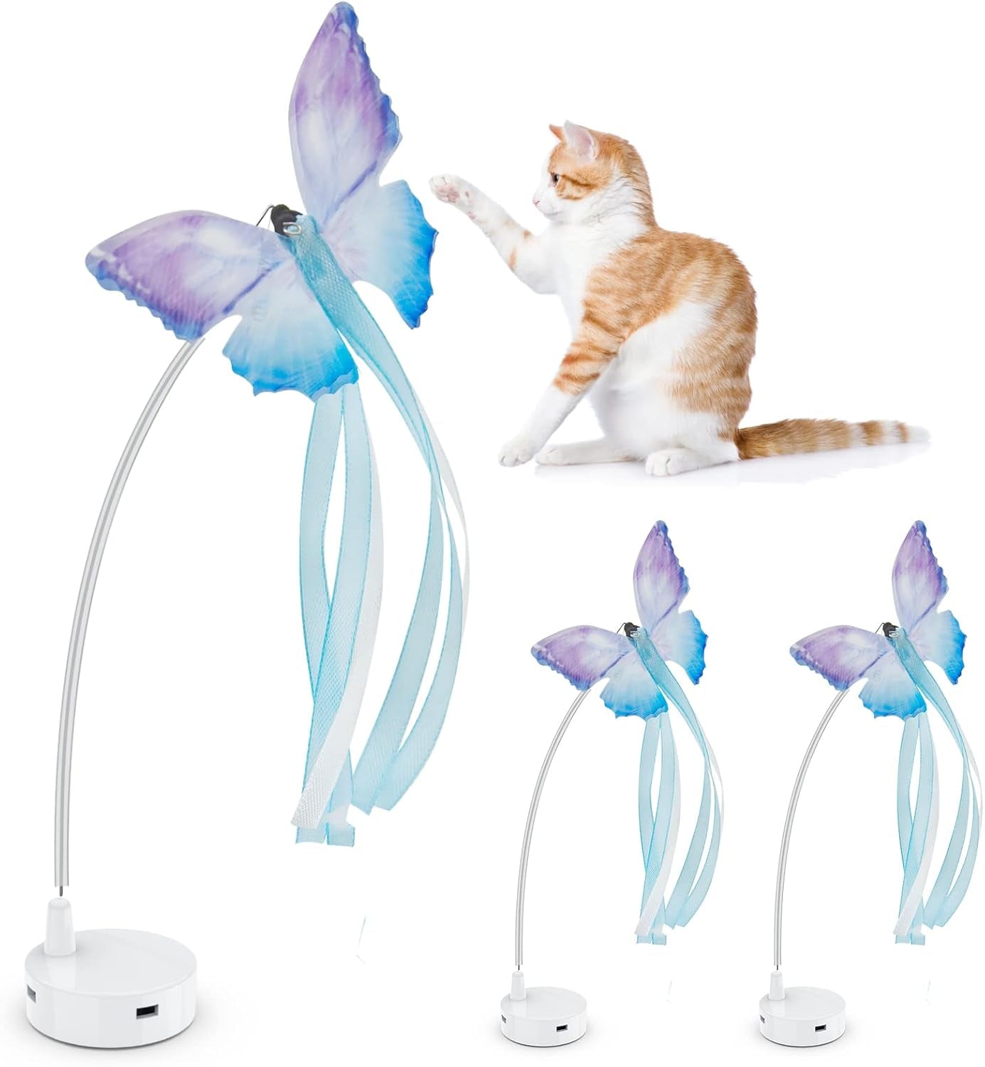 Rechargeable 3-in-1 Interactive Feather Teaser