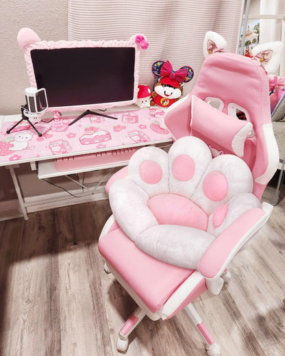 Cat Paw Cushion Comfy Kawaii Chair Plush Cushions Shape Lazy Pillow for Gamer Chair 28"X 24" Cozy Floor Cute Seat Kawaii for Girl Worker Gift, Dining Room Bedroom Decorate White