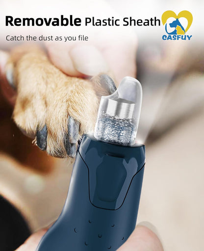 Professional Quiet Dog Nail Grinder - 6-Speed Rechargeable Electric Trimmer with 2 LED Lights and Dust Cap for Large, Medium, and Small Dogs/Cats