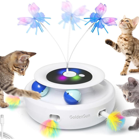 Rechargeable 3-in-1 Interactive Feather Teaser