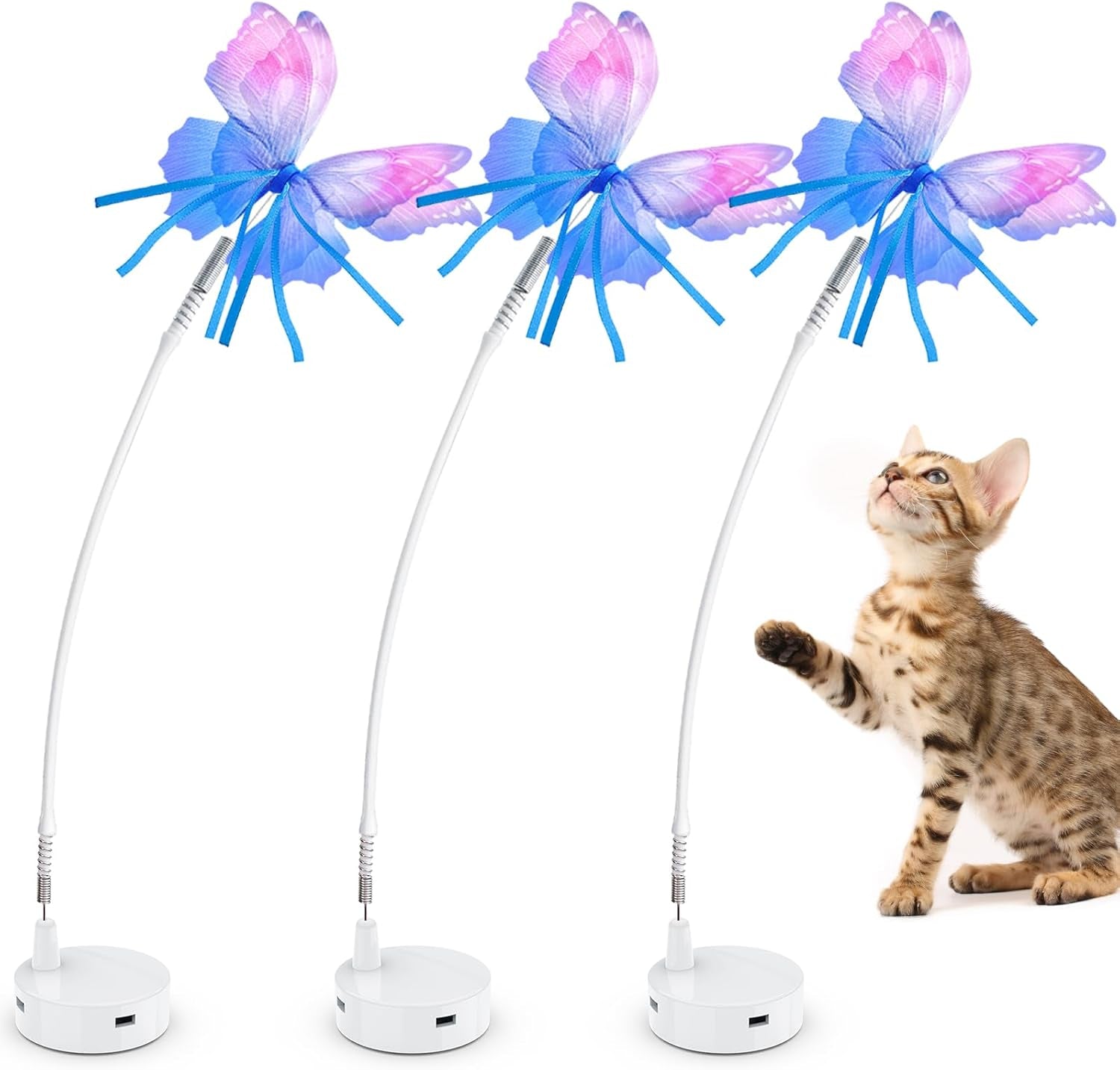 Rechargeable 3-in-1 Interactive Feather Teaser