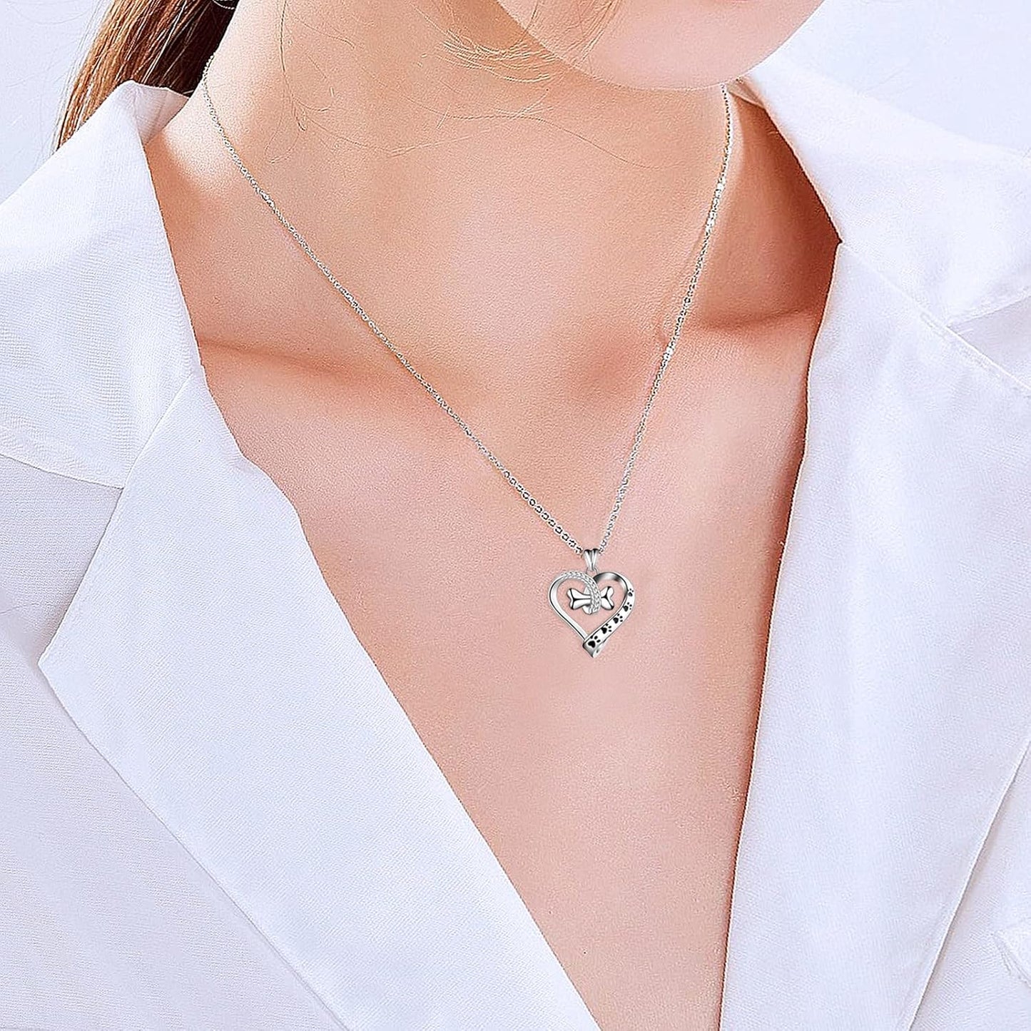Necklace Pet Bone Paw Print Necklace