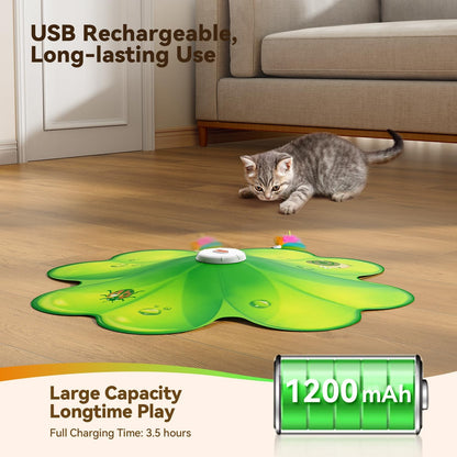 Interactive Cat Toy with Movable LED Red Dot and Concealed Feathers - Rechargeable Exercise Toy for Indoor Cats and Bored Adult Cats