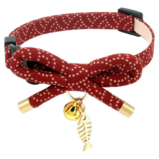 Stylish Cat Collar with Bell & Fish Bone Charm
